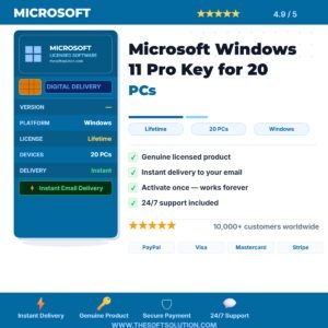 Buy Microsoft Windows 11 Pro for 20 PCs – Genuine License Key – TheSoftSolution