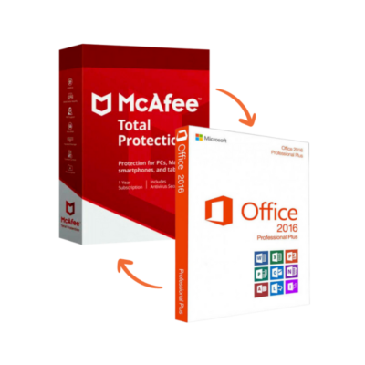 Office 2016 Professional + McAfee Total Protection Bundle – Lifetime License | Antivirus + Office Suite | Instant Delivery