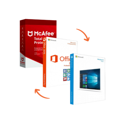 Office 2016 Professional + Windows 10 Home + McAfee Total Protection Bundle – All-in-One PC Setup | Lifetime License | Instant Delivery