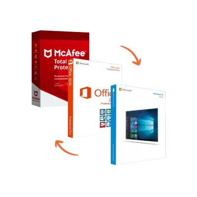 Office 2016 Professional + Windows 10 Home + McAfee Total Protection – Bundle