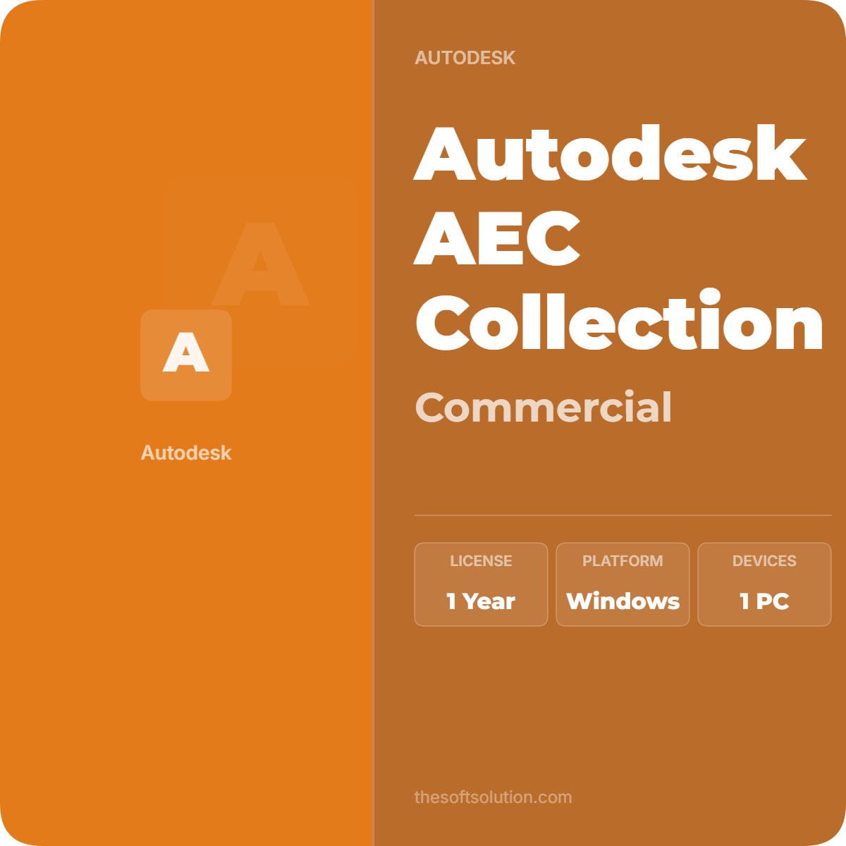 AUTODESK AEC COLLECTION COMMERCIAL – 1 YEAR SUBSCRIPTION 1 AUTODESK AEC COLLECTION COMMERCIAL – 1 YEAR SUBSCRIPTION