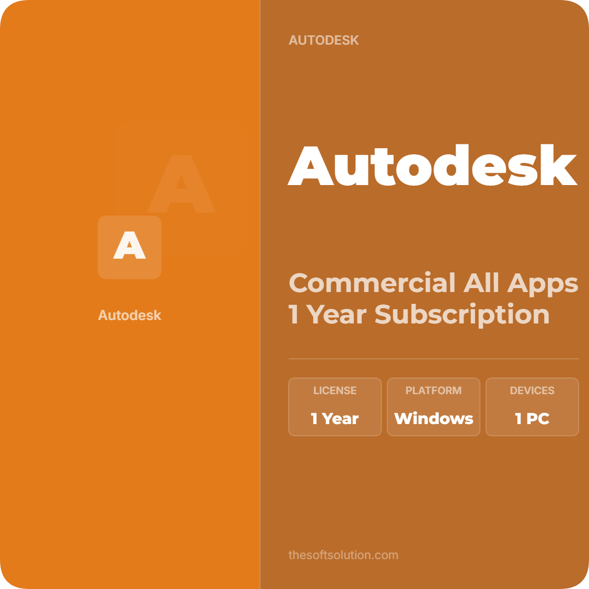 AUTODESK COMMERCIAL ALL APPS 1 YEAR SUBSCRIPTION 1 AUTODESK COMMERCIAL ALL APPS 1 YEAR SUBSCRIPTION