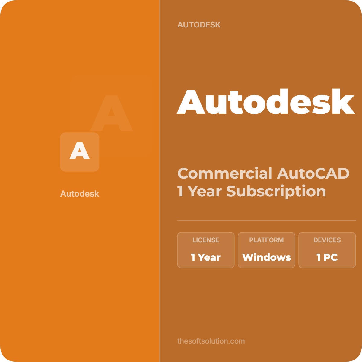 AUTODESK COMMERCIAL AUTOCAD 1 YEAR SUBSCRIPTION 1 AUTODESK COMMERCIAL AUTOCAD 1 YEAR SUBSCRIPTION