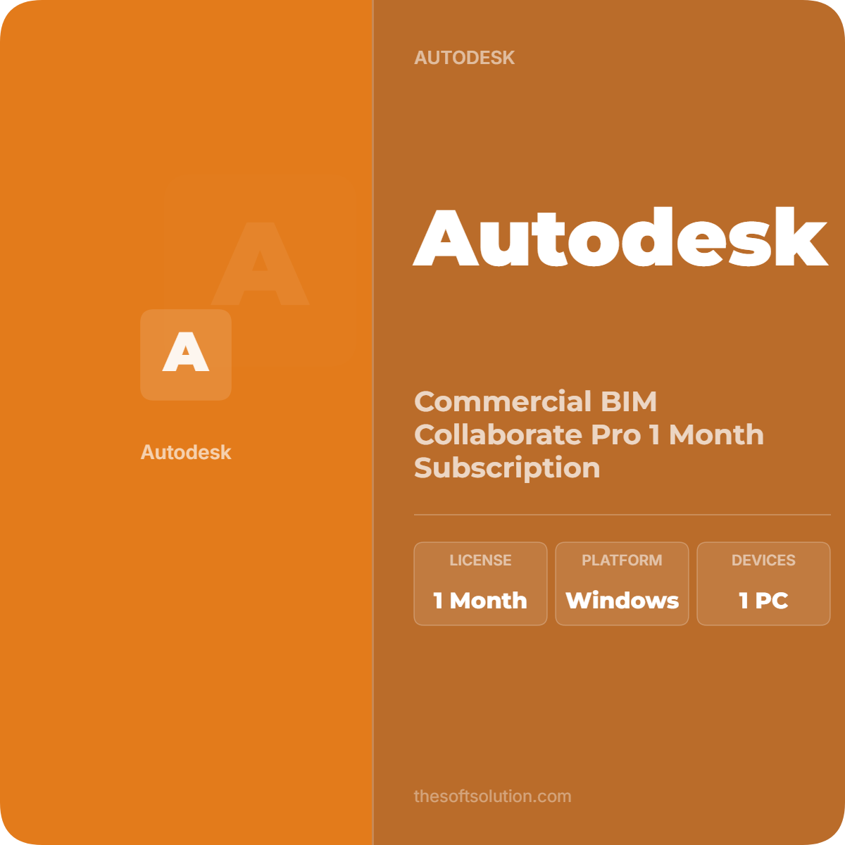 AUTODESK COMMERCIAL BIM COLLABORATE PRO 1 MONTH SUBSCRIPTION 1 AUTODESK COMMERCIAL BIM COLLABORATE PRO 1 MONTH SUBSCRIPTION