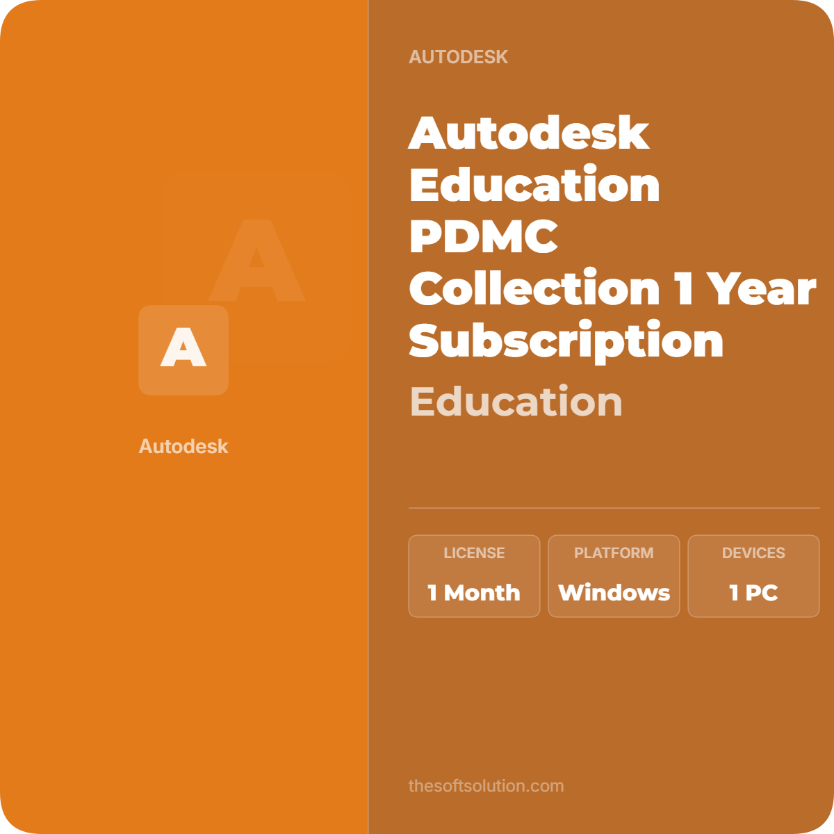 AUTODESK EDUCATION PDMC COLLECTION 1 YEAR SUBSCRIPTION 1 AUTODESK EDUCATION PDMC COLLECTION 1 YEAR SUBSCRIPTION