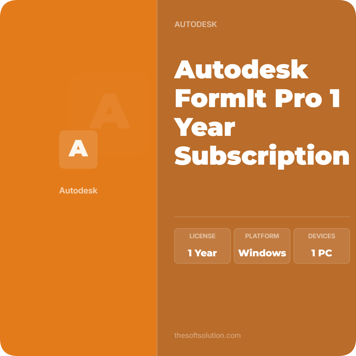 AUTODESK FORMIT PRO 1 YEAR SUBSCRIPTION 1 AUTODESK FORMIT PRO 1 YEAR SUBSCRIPTION