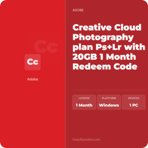Adobe Creative Cloud Photography Ps+Lr 20GB 1 Month Redeem Code