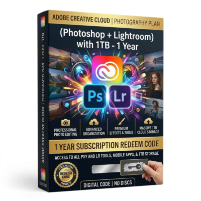 Creative Cloud Photography Plan (Photoshop + Lightroom) with 1TB – 1 Year