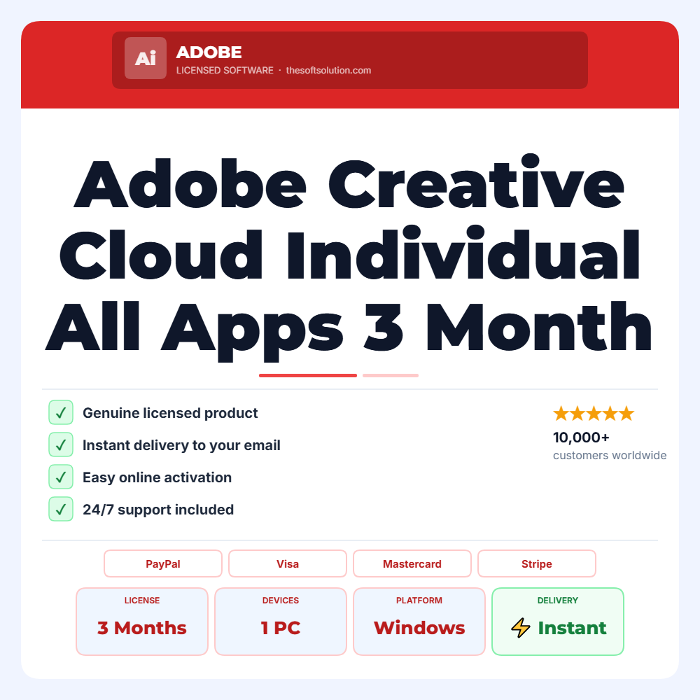 Buy Adobe Creative Cloud Individual All Apps 3 Month Redeem Code – Genuine License | The Soft Solution