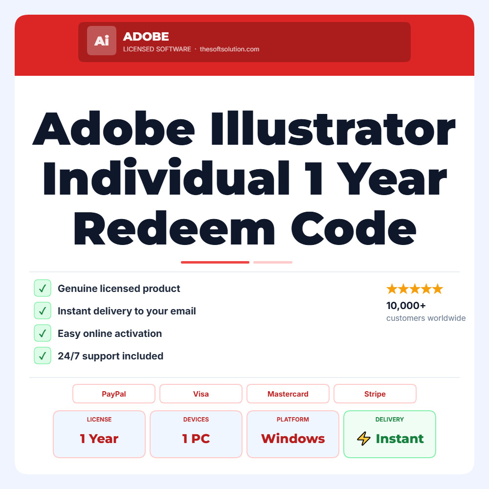 Buy Adobe Illustrator Individual 1 Year Redeem Code – Genuine License | The Soft Solution