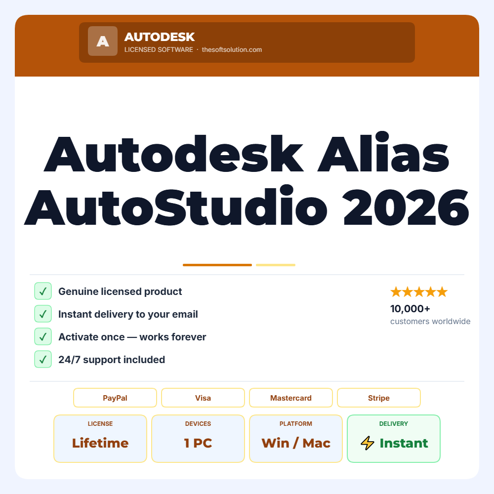 Buy Autodesk Alias AutoStudio 2026 – Industrial Design and Automotive Surface Modeling Software – Genuine License | The Soft