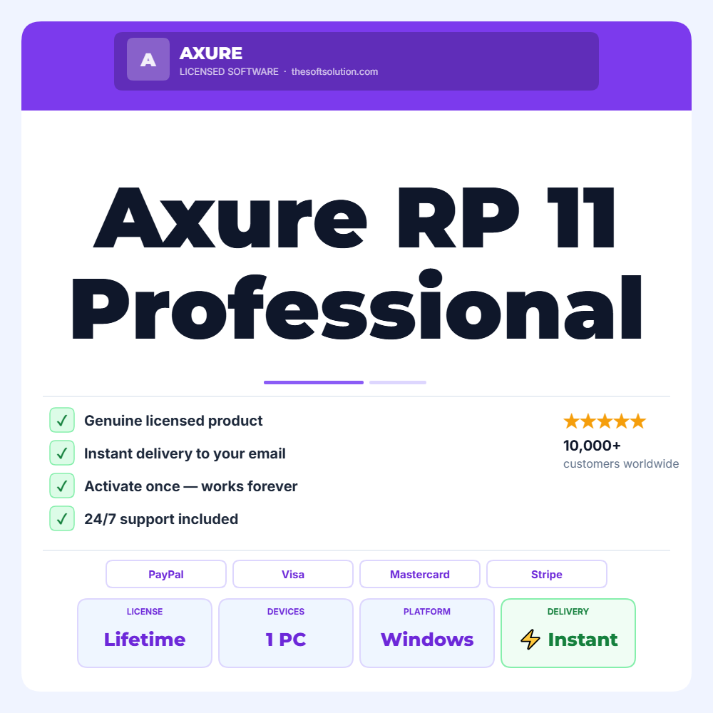 AXURE RP 11 PROFESSIONAL – ADVANCED WIREFRAMING AND UX DESIGN SOFTWARE 1 BUY AXURE RP 11 PROFESSIONAL – ADVANCED WIREFRAMING AND UX DESIGN SOFTWARE – GENUINE LICENSE | THE SOFT SOLUTION