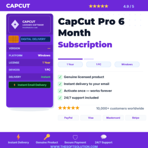 Buy CapCut Pro 6 Month Subscription – Genuine License | The Soft Solution