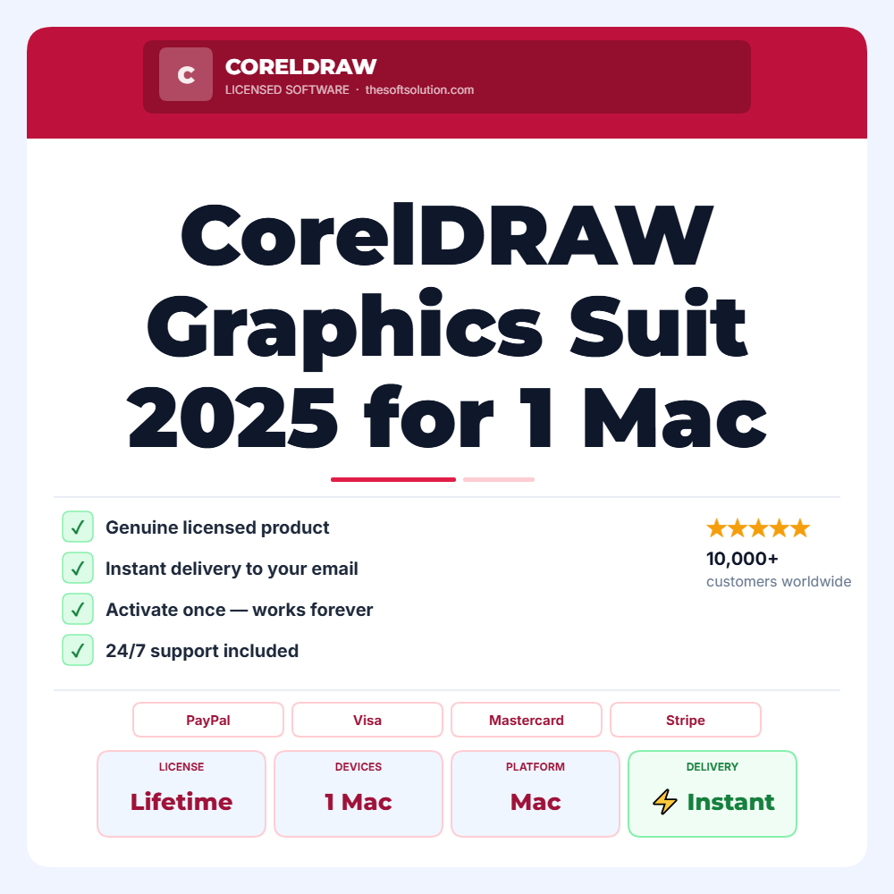 Buy CorelDRAW Graphics Suit 2025 for 1 Mac Key Lifetime – Genuine License | The Soft Solution