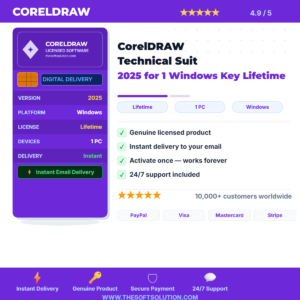 Buy CorelDRAW Technical Suit 2025 for 1 Windows Key Lifetime – Genuine License | The Soft Solution