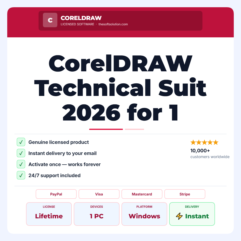 Buy CorelDRAW Technical Suit 2026 for 1 Windows Key Lifetime – Genuine License | The Soft Solution