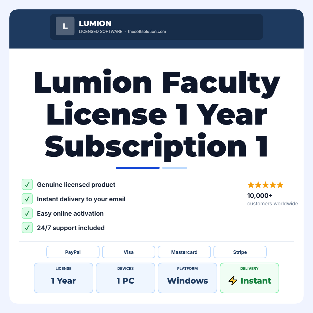 Buy Lumion Faculty License 1 Year Subscription 1 User – Genuine License | The Soft Solution