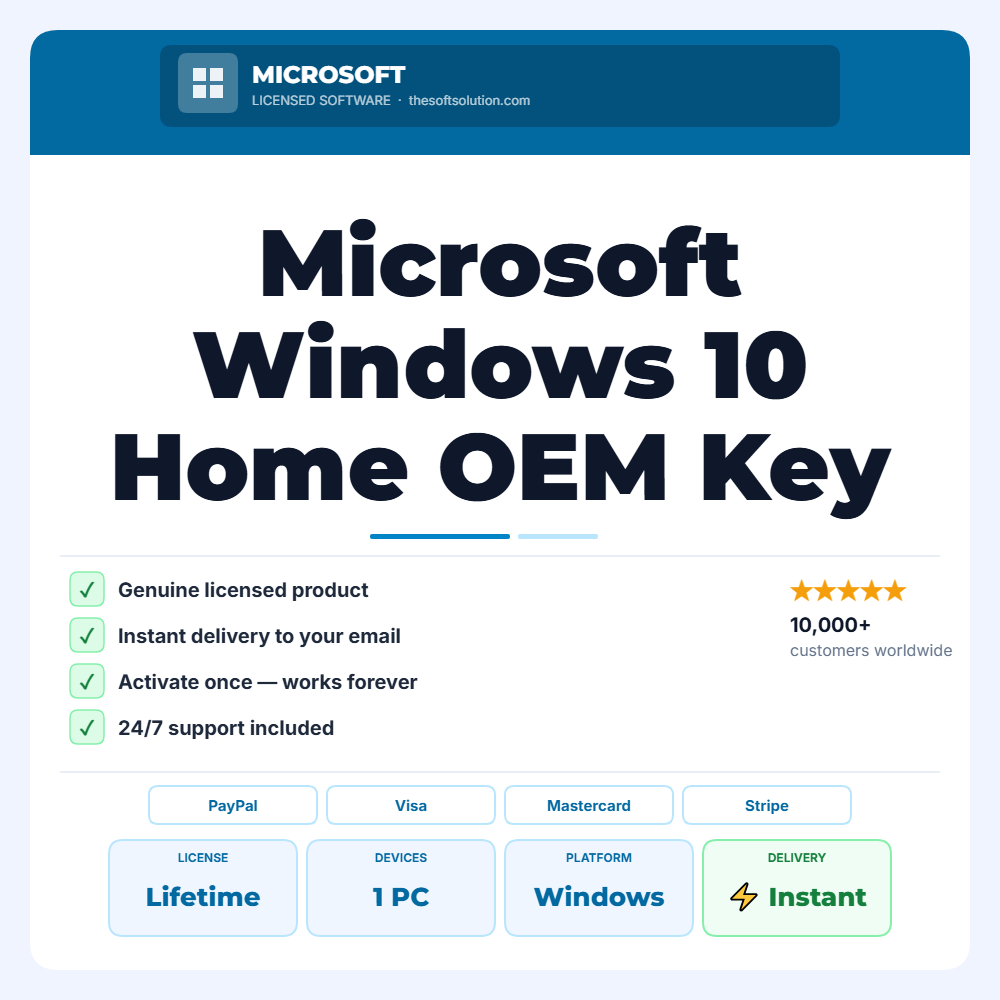 Buy Microsoft Windows 10 Home – Genuine OEM Key – TheSoftSolution