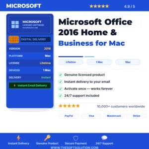 Buy Microsoft Office 2016 Home & Business for Mac – Product Key Instant Digital Delivery – Genuine License | The Soft Solutio
