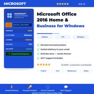 Buy Microsoft Office 2016 Home & Business for Windows – Genuine License Key – TheSoftSolution