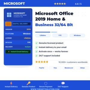 Buy Microsoft Office 2019 Home & Business – Genuine License Key – TheSoftSolution