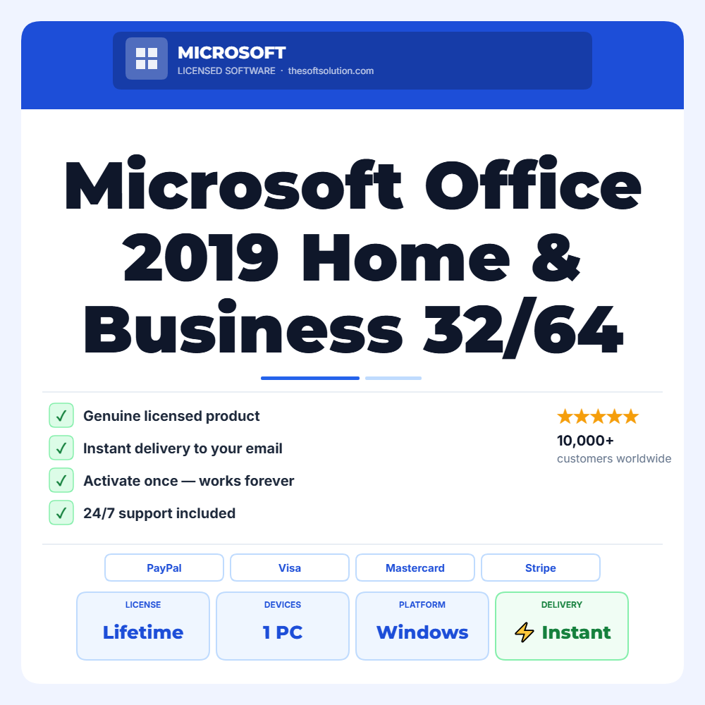 Buy Microsoft Office 2019 Home & Business for Windows – Genuine License | The Soft Solution