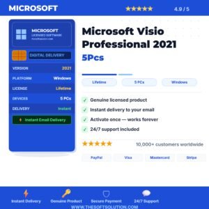 Buy Microsoft Visio Professional 2021 5Pcs – Genuine License Key – TheSoftSolution