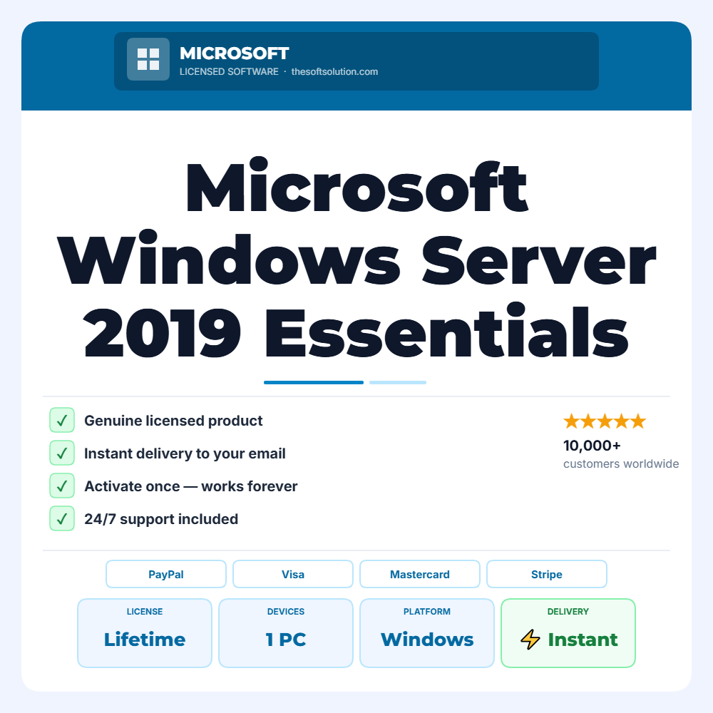 Buy Microsoft Windows Server 2019 Essentials – Genuine License | The Soft Solution