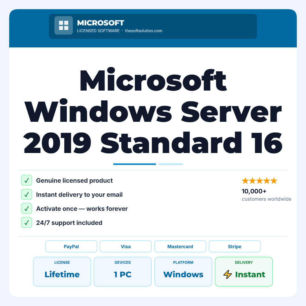 Buy Microsoft Windows Server 2019 Standard 16 core – Genuine License | The Soft Solution