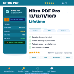 Buy Nitro PDF Pro 13/12/11/10/9 – Genuine License Key (Manual Activation) – TheSoftSolution
