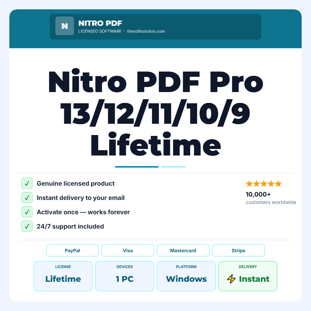 Buy Nitro PDF Pro 13/12/11/10/9 Lifetime Activation Manual Key – Genuine License | The Soft Solution