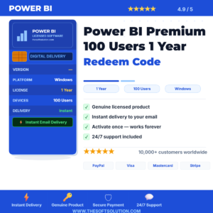 Buy Power BI Premium 100 Users 1 Year Redeem Code – Genuine Redeem Code – TheSoftSolution