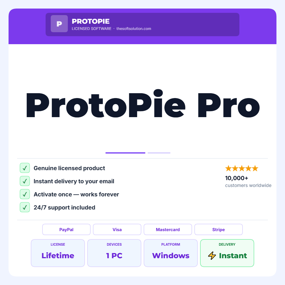 PROTOPIE PRO – ADVANCED UX ANIMATION AND INTERACTIVE PROTOTYPE DESIGN TOOL 1 BUY PROTOPIE PRO – ADVANCED UX ANIMATION AND INTERACTIVE PROTOTYPE DESIGN TOOL – GENUINE LICENSE | THE SOFT SOLUTION