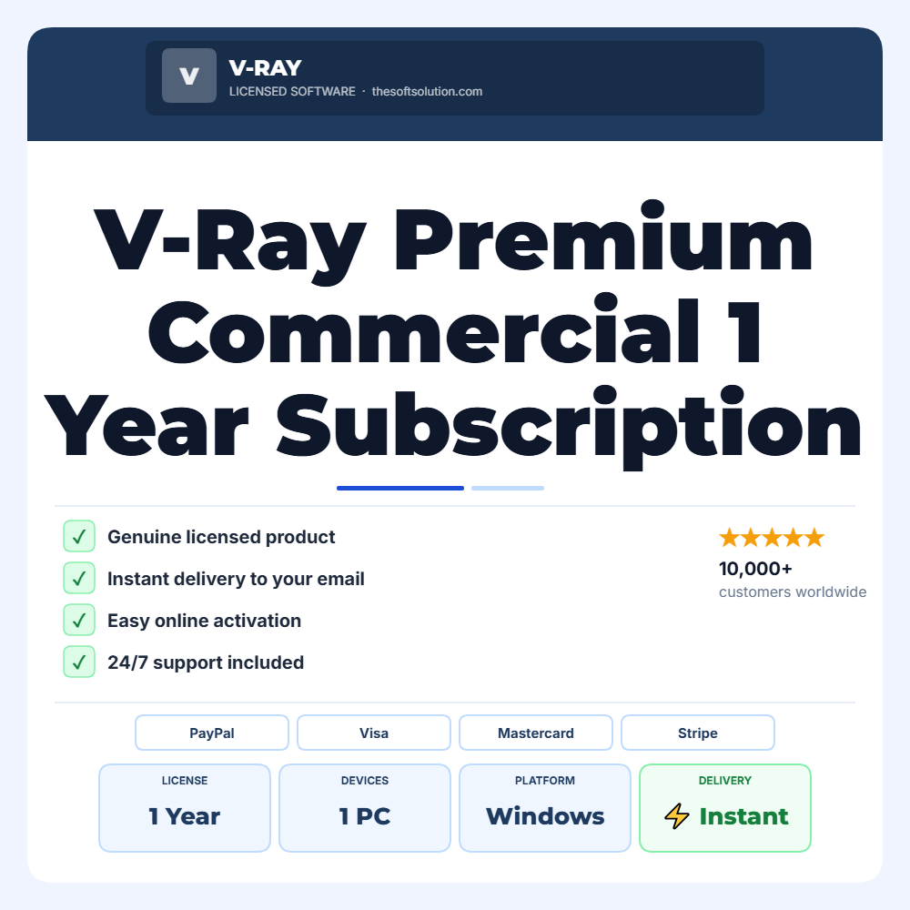 Buy V-Ray Premium Commercial 1 Year Subscription – Genuine License | The Soft Solution