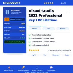Buy Visual Studio 2022 Professional 1 PC – Genuine License Key – TheSoftSolution