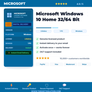 Buy Microsoft Windows 10 Home – Genuine License Key – TheSoftSolution
