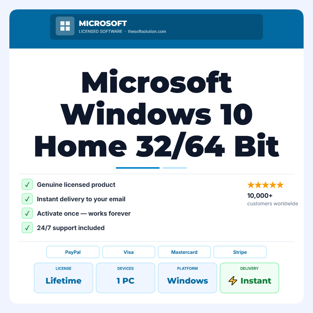 Buy Microsoft Windows 10 Home – Genuine License Key – TheSoftSolution