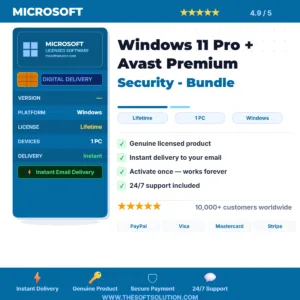 Buy Windows 11 Pro + Avast Premium Security - – Genuine License Key – TheSoftSolution