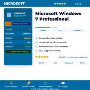 Buy Microsoft Windows 7 Professional – Genuine License Key – TheSoftSolution
