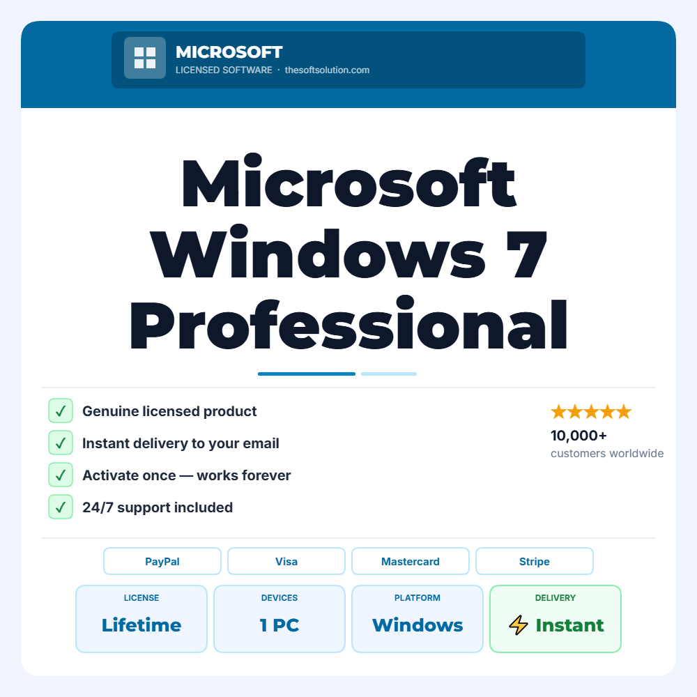 Buy Microsoft Windows 7 Professional – Genuine License | The Soft Solution