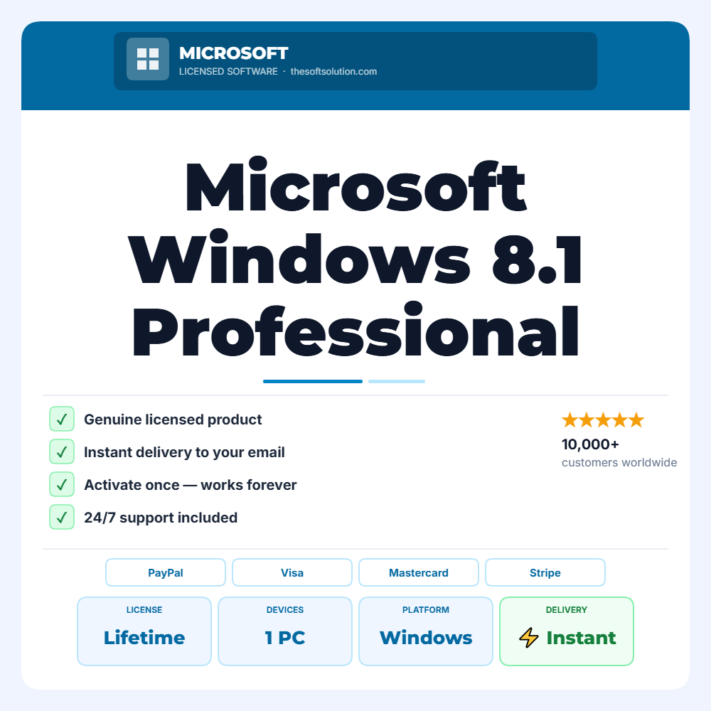 Buy Microsoft Windows 8.1 Professional – Genuine License Key – TheSoftSolution