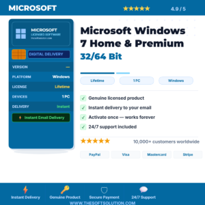 Buy Microsoft Windows 7 Home & Premium 32/64 Bit – Genuine License | The Soft Solution
