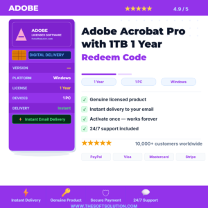 Buy Adobe Acrobat Pro with 1TB 1 Year Redeem Code – Genuine License | The Soft Solution