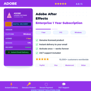 Buy Adobe After Effects Enterprise 1 Year Subscription – Genuine License | The Soft Solution