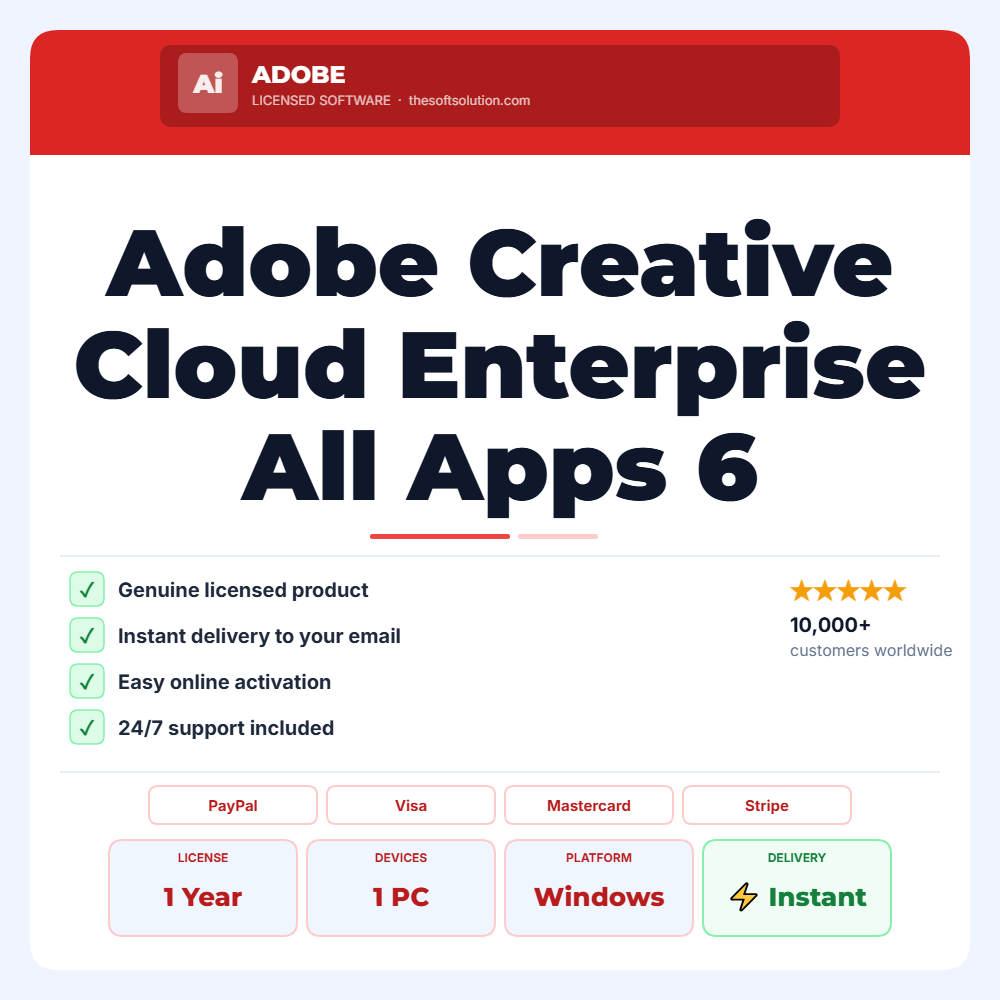 Buy Adobe Creative Cloud Enterprise All Apps 6 Months Subscription – Genuine License | The Soft Solution