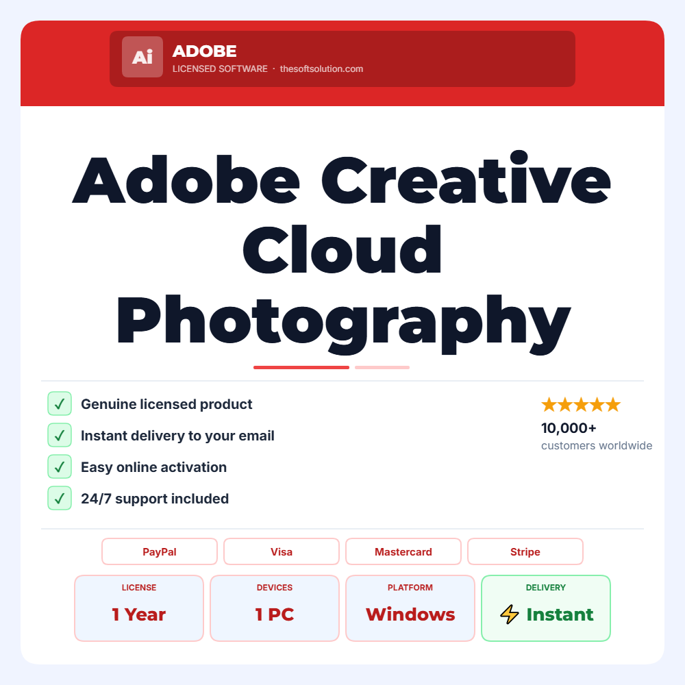 Buy Adobe Creative Cloud Photography Ps+Lr 1TB 1 Year Redeem Code – Genuine License | The Soft Solution