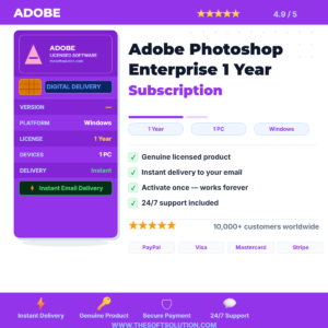 Buy Adobe Photoshop Enterprise 1 Year Subscription – Genuine License | The Soft Solution