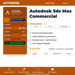 Buy Autodesk 3ds Max Commercial – 1 Year Subscription – Genuine License | The Soft Solution