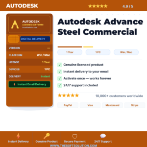 Buy Autodesk Advance Steel Commercial – 1 Year Subscription – Genuine License | The Soft Solution