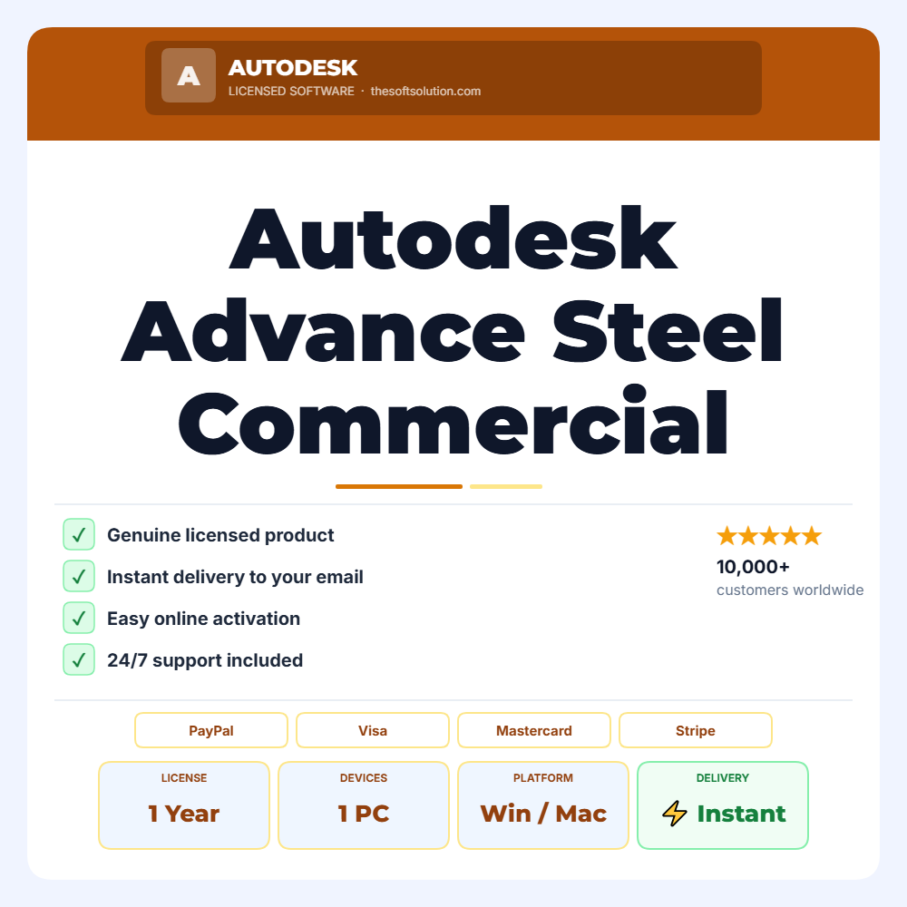 Buy Autodesk Advance Steel Commercial – 1 Year Subscription – Genuine License | The Soft Solution